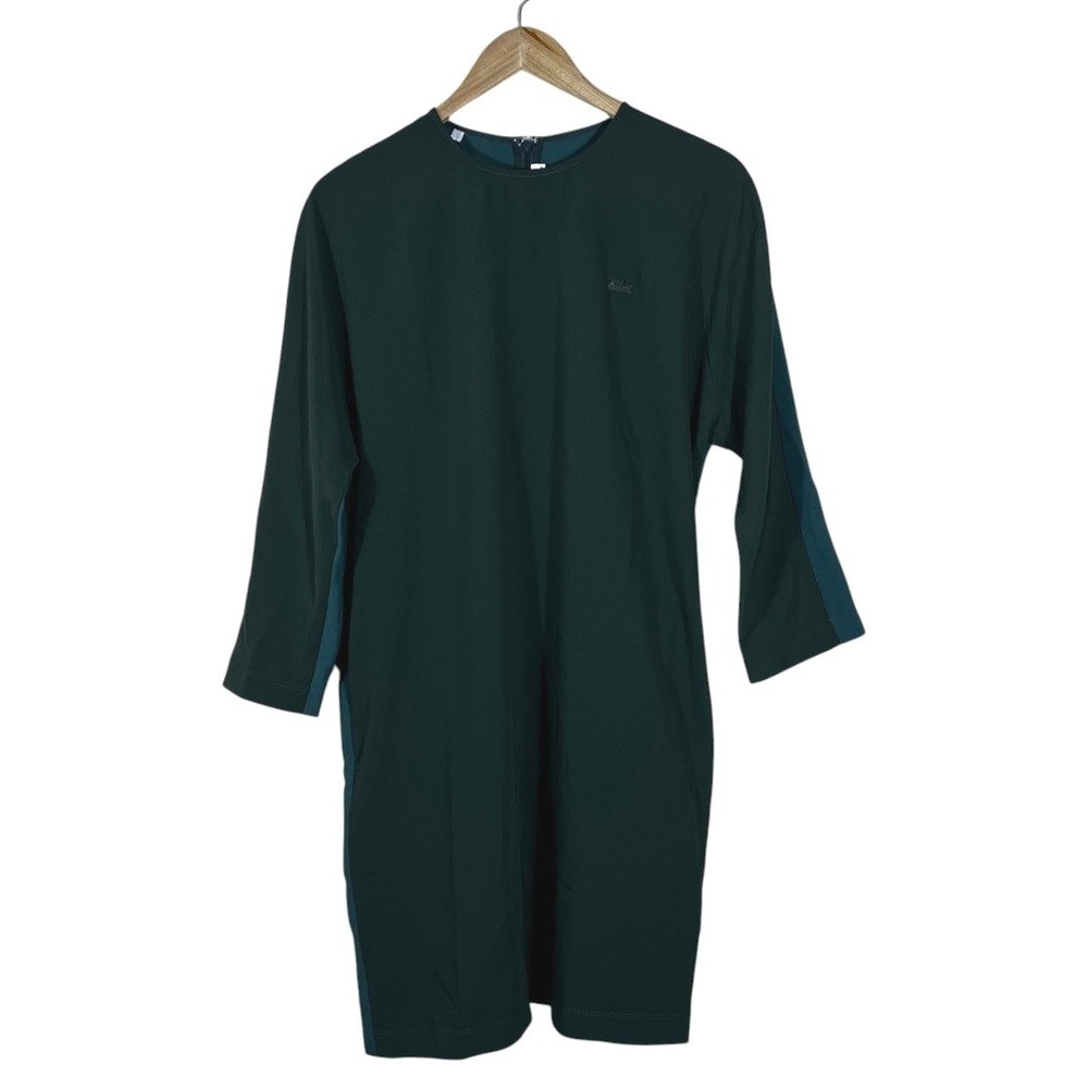 Lacoste Dark Green Mini Dress with Teal Side Panels